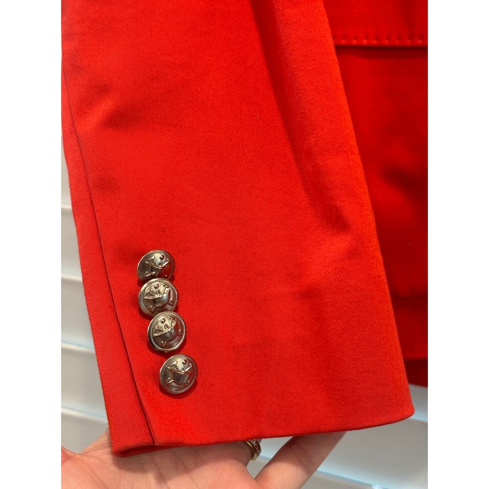 Ralph Lauren Blazer Women 6 Red Bullion Crest Silver Button Preppy Collegiate - Picture 7 of 8